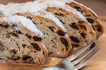 German christmas stollen on a plate