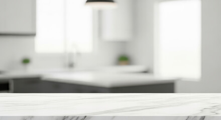 Elegant marble countertop in modern kitchen.