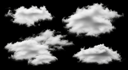 Fluffy white clouds on a dark background.