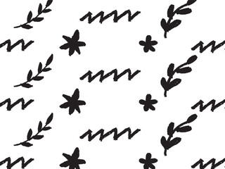 black abstract hand strokes for patterns, backgrounds, abstract ornaments, abstract calligraphy with black brush on white background