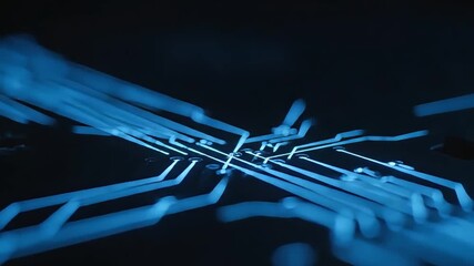 Growing Digital Circuit Board, Futuristic AI and Data Network Animation - Powered by Adobe