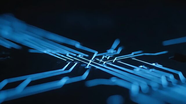Growing Digital Circuit Board, Futuristic AI and Data Network Animation