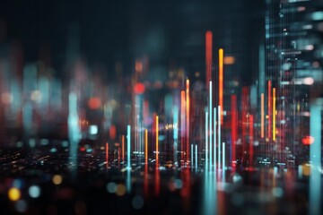 Futuristic Data Visualization with Colorful Graphs Over Digital Background for Technology and Finance Concepts