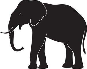 Fototapeta premium Elephant silhouette vector, black and white silhouette vector illustration