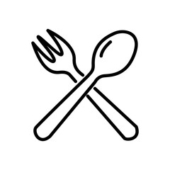 spoon and fork icon vector, line style icon