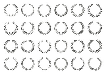 A Collection of Decorative Laurel Wreath Emblems for Awards and Achievements.