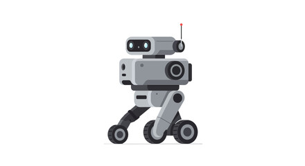 Cute Cartoon Robot Illustration Isolated on White Background