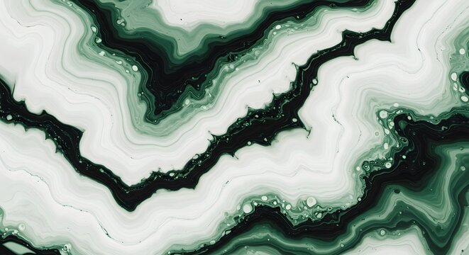 Abstract image with layered, flowing patterns in shades of green and white, like a cross-section