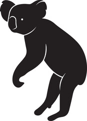Koala animal silhouette vector, black and white silhouette vector illustration