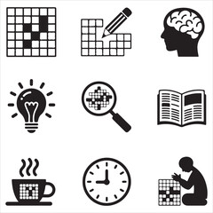 crossword puzzle vector art icons packs silhouette 9 sampol disign black and white backgrount icon set