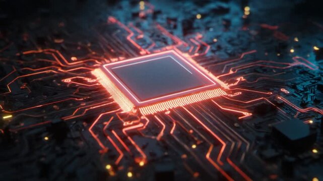 Digital Core: An illuminating macro perspective showcases the intricate pathways of a central processing unit, where data pulses with radiant energy.