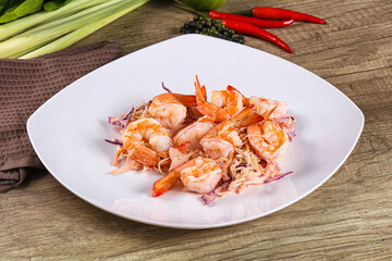 Shrimp cocktail with salad and sauce
