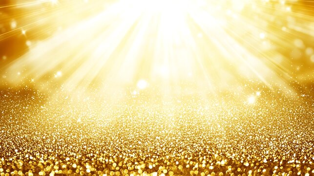 Golden Shimmer and Radiance: An ethereal panorama of golden light and sparkling particles, evoking a sense of opulence and spiritual transcendence, forming a radiant and captivating display.