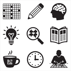 crossword puzzle vector art icons packs silhouette 9 sampol disign black and white backgrount icon set