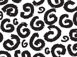 black abstract hand strokes for patterns, backgrounds, abstract ornaments, abstract calligraphy with black brush on white background