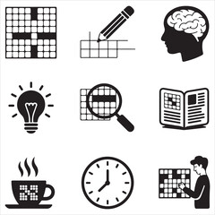 crossword puzzle vector art icons packs silhouette 9 sampol disign black and white backgrount icon set