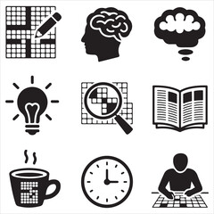 crossword puzzle vector art icons packs silhouette 9 sampol disign black and white backgrount icon set