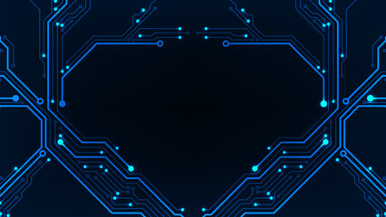 Digital technology abstract line circuit board blue innovation concept on dark background