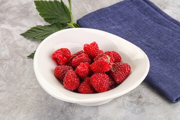 Ripe sweet and juicy organic raspberry