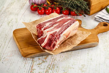 Raw beef ribs for cooking