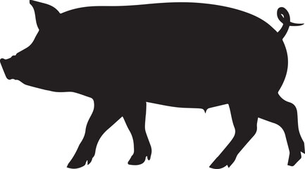 Pig silhouette vector, black and white silhouette vector illustration