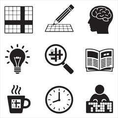 crossword puzzle vector art icons packs silhouette 9 sampol disign black and white backgrount icon set