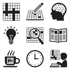 crossword puzzle vector art icons packs silhouette 9 sampol disign black and white backgrount icon set