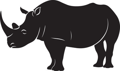 Rhino silhouette vector, black and white silhouette vector illustration