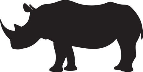 Rhino silhouette vector, black and white silhouette vector illustration