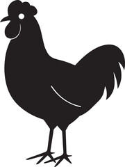 Rooster silhouette vector, black and white silhouette vector illustration