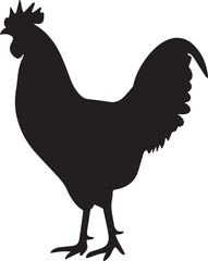 Rooster silhouette vector, black and white silhouette vector illustration
