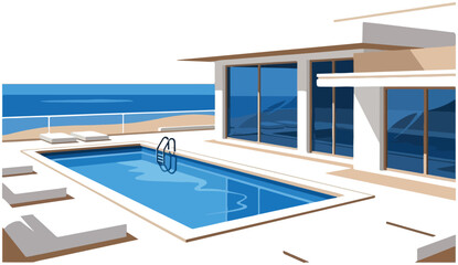 Obraz premium Luxurious Modern Villa with Infinity Pool and Ocean View