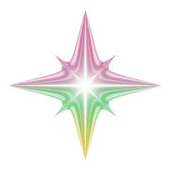 Obraz premium A colorful star with pink, green, and yellow hues isolated on transparent background