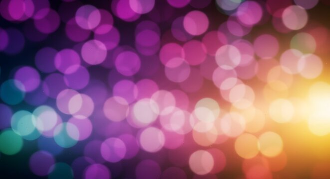 Abstract vibrant bokeh effect with a spectrum of colorful blurred circles
