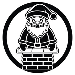 A black silhouette of a Santa stuck in a chimney