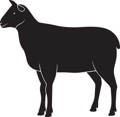 Sheep silhouette vector, black and white silhouette vector illustration