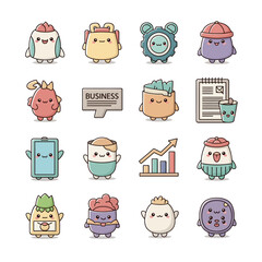 set of funny cartoon