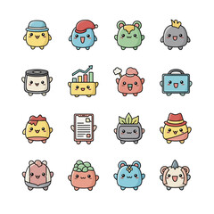 set of funny cartoon