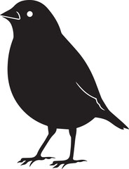 Sparrow bird silhouette vector, black and white silhouette vector illustration