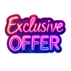Fototapeta premium Neon sign with the words exclusive offer in bright pink and blue colors