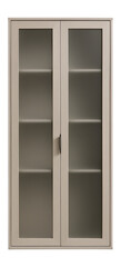 Obraz premium Tall cabinet with frosted glass doors for stylish, hidden storage in small spaces.