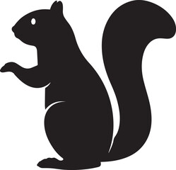 Squirrel silhouette vector, black and white silhouette vector illustration
