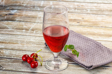 Sweet cherry juice in the glass
