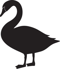 Swan silhouette vector, black and white silhouette vector illustration
