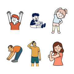 Children and adults exercising and stretching together