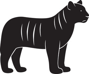 Tiger silhouette vector, black and white silhouette vector illustration