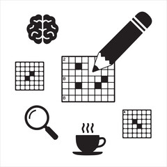 crossword puzzle vector art icons packs silhouette 9 sampol disign black and white backgrount icon set