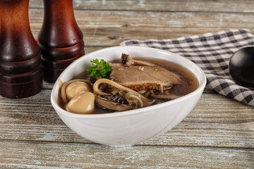 Japanese Ramen soup with duck