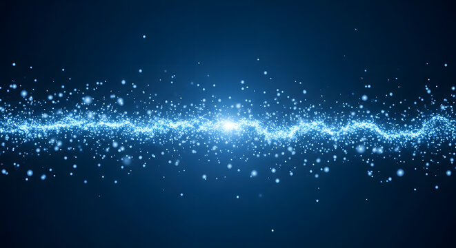 Elegant blue particle stream with light trails and sparkles, ideal for adding a touch of magic and sophistication to your design projects