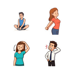 People stretching and exercising in different poses